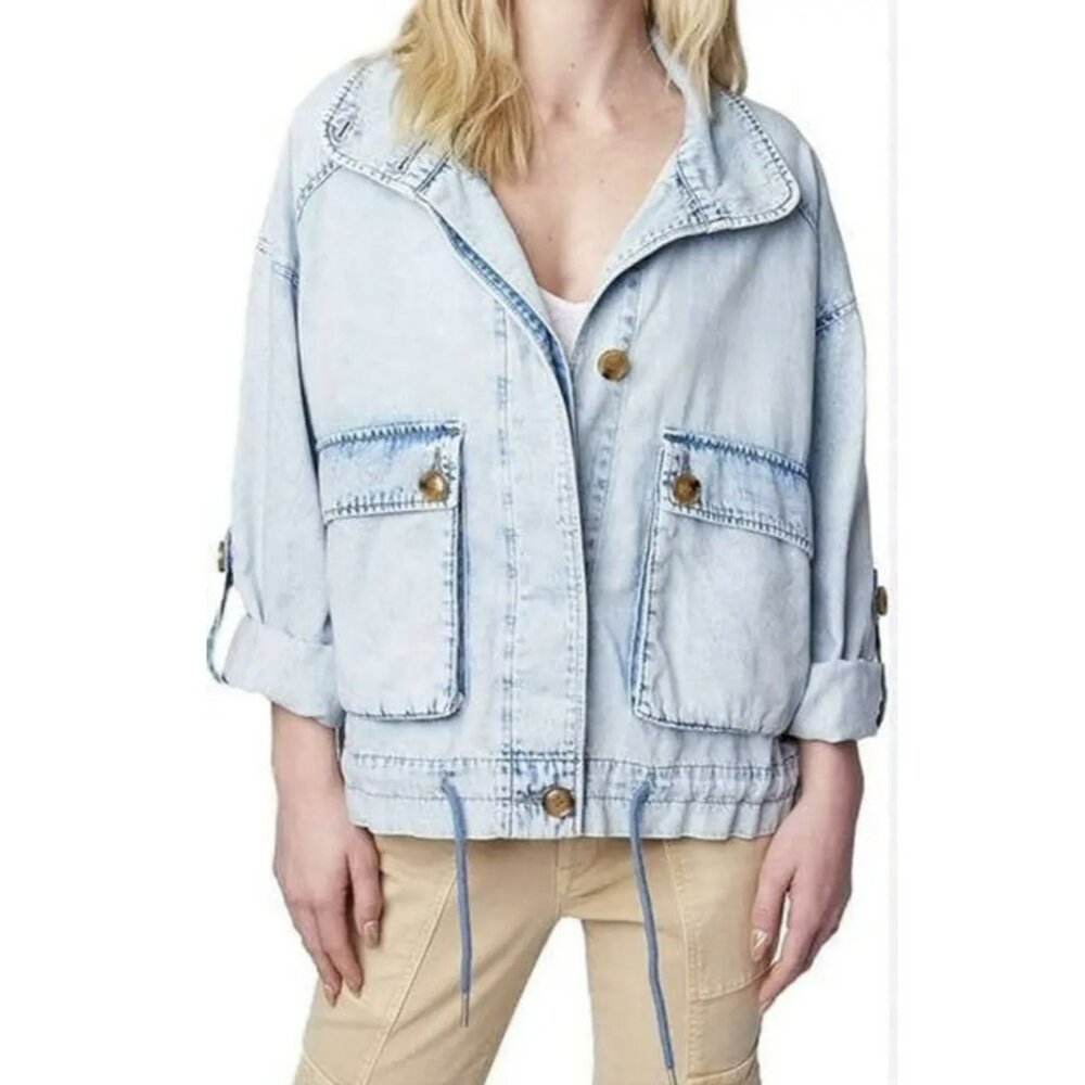 Blank NYC Oversized Denim Chambray Shirt Jacket Size Small